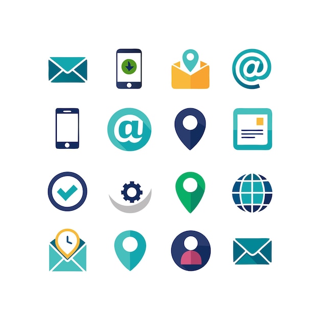 Colección de conjuntos de iconos de contacto para sitios web y aplicaciones móviles