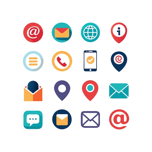 Colección de conjuntos de iconos de contacto para sitios web y aplicaciones móviles