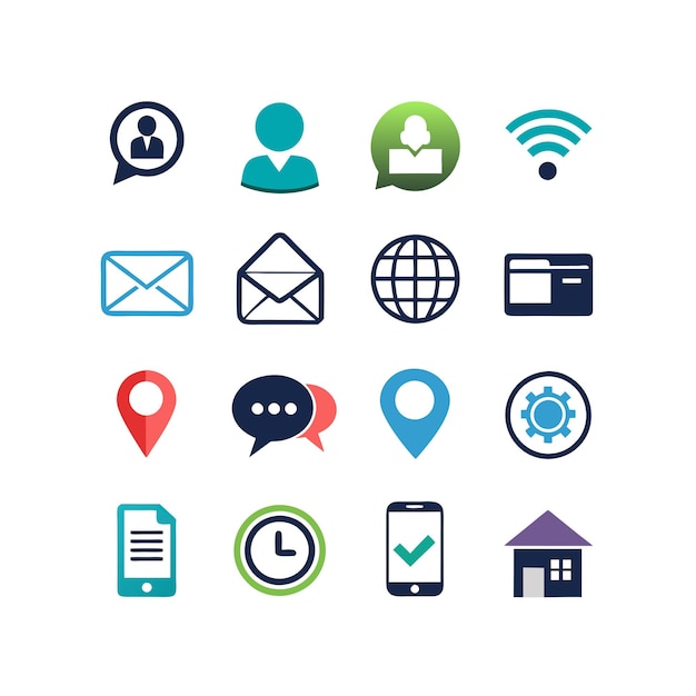 Colección de conjuntos de iconos de contacto para sitios web y aplicaciones móviles