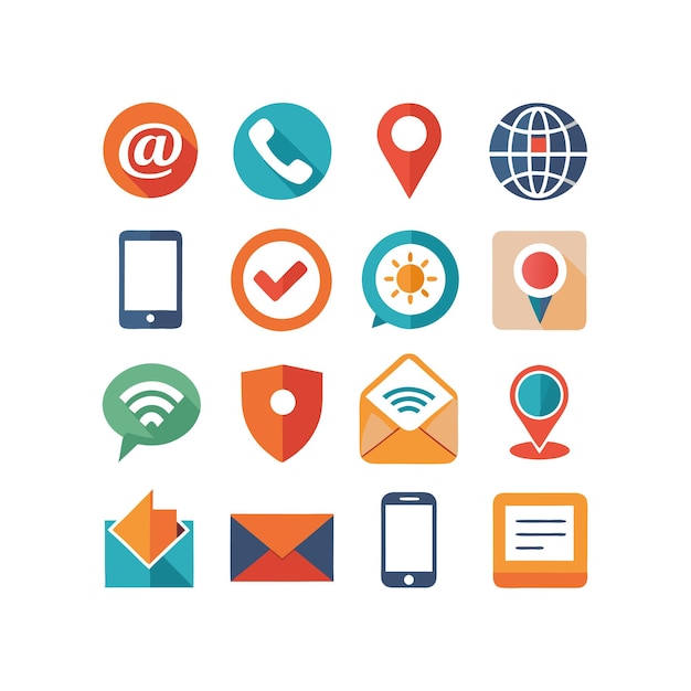 Colección de conjuntos de iconos de contacto para sitios web y aplicaciones móviles