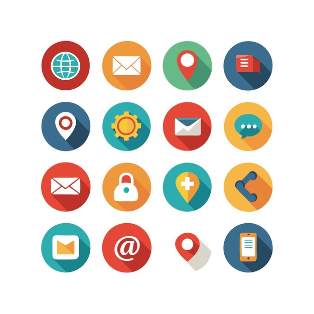 Colección de conjuntos de iconos de contacto para sitios web y aplicaciones móviles