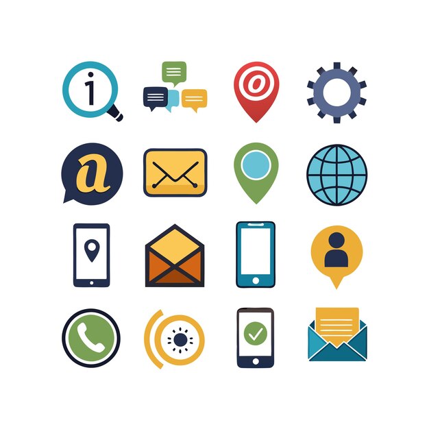 Colección de conjuntos de iconos de contacto para sitios web y aplicaciones móviles