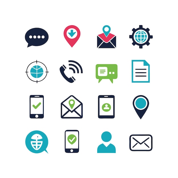 Colección de conjuntos de iconos de contacto para sitios web y aplicaciones móviles