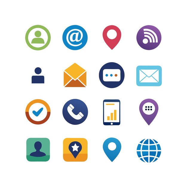 Colección de conjuntos de iconos de contacto para sitios web y aplicaciones móviles