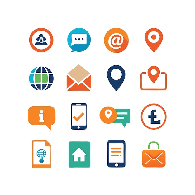 Colección de conjuntos de iconos de contacto para sitios web y aplicaciones móviles