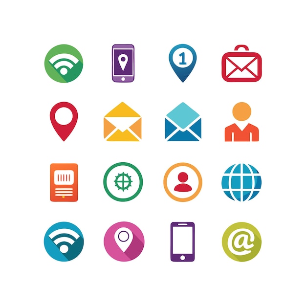 Colección de conjuntos de iconos de contacto para sitios web y aplicaciones móviles