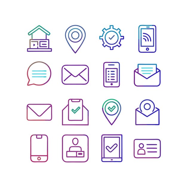 Colección de conjuntos de iconos de contacto para sitios web y aplicaciones móviles