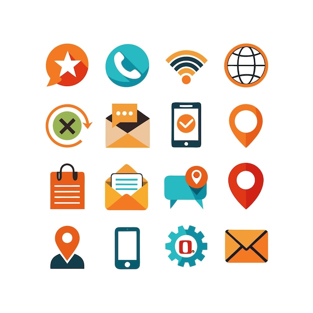 Colección de conjuntos de iconos de contacto para sitios web y aplicaciones móviles