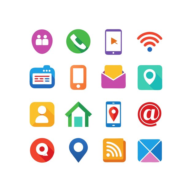 Colección de conjuntos de iconos de contacto para sitios web y aplicaciones móviles