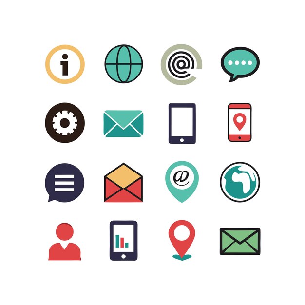 Colección de conjuntos de iconos de contacto para sitios web y aplicaciones móviles