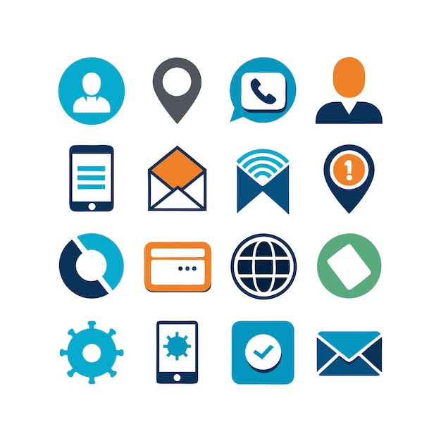 Colección de conjuntos de iconos de contacto para sitios web y aplicaciones móviles