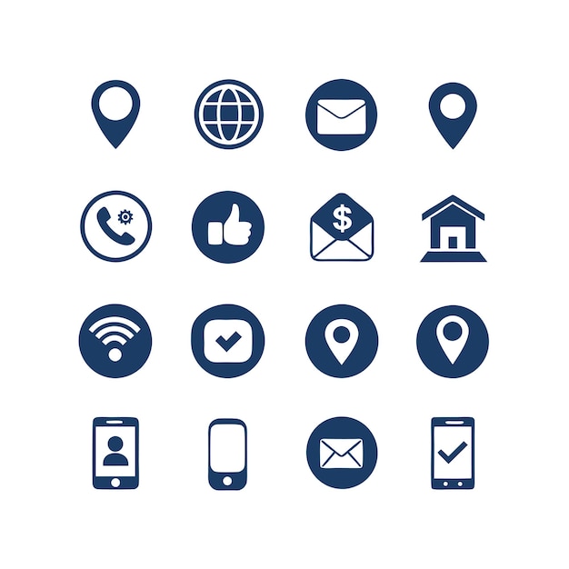 Colección de conjuntos de iconos de contacto para sitios web y aplicaciones móviles