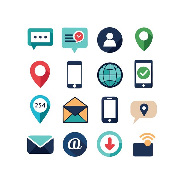 Colección de conjuntos de iconos de contacto para sitios web y aplicaciones móviles