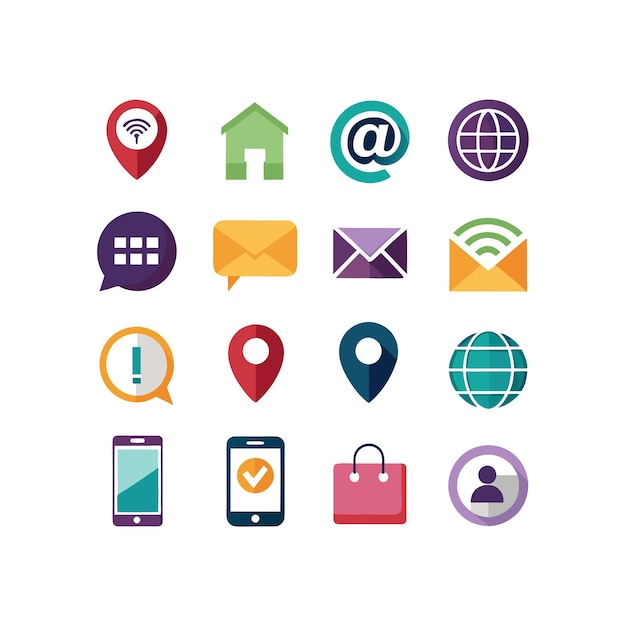Colección de conjuntos de iconos de contacto para sitios web y aplicaciones móviles