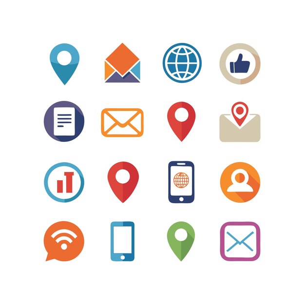Colección de conjuntos de iconos de contacto para sitios web y aplicaciones móviles