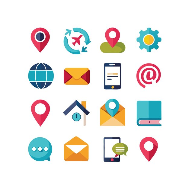 Colección de conjuntos de iconos de contacto para sitios web y aplicaciones móviles