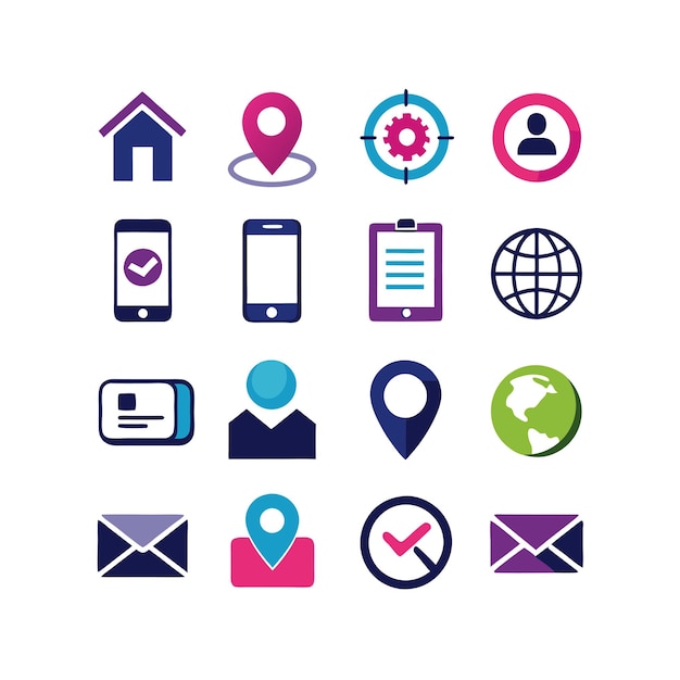 Colección de conjuntos de iconos de contacto para sitios web y aplicaciones móviles