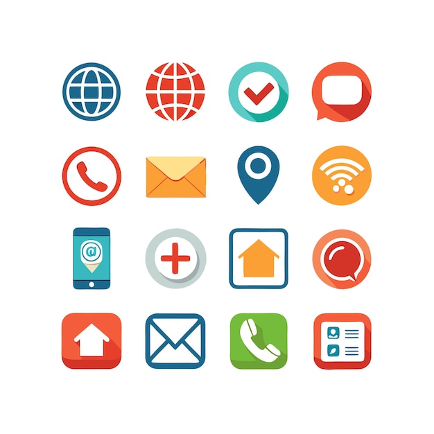 Colección de conjuntos de iconos de contacto para sitios web y aplicaciones móviles