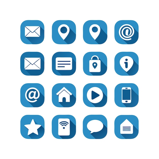 Colección de conjuntos de iconos de contacto para sitios web y aplicaciones móviles