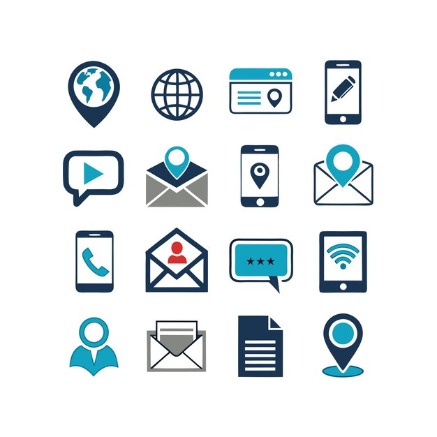 Colección de conjuntos de iconos de contacto para sitios web y aplicaciones móviles