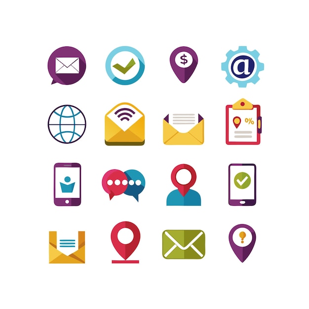 Colección de conjuntos de iconos de contacto para sitios web y aplicaciones móviles
