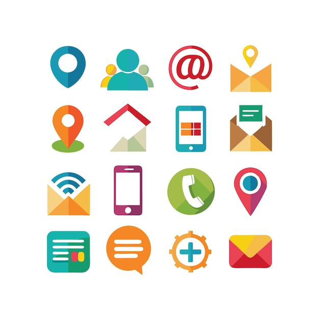 Colección de conjuntos de iconos de contacto para sitios web y aplicaciones móviles