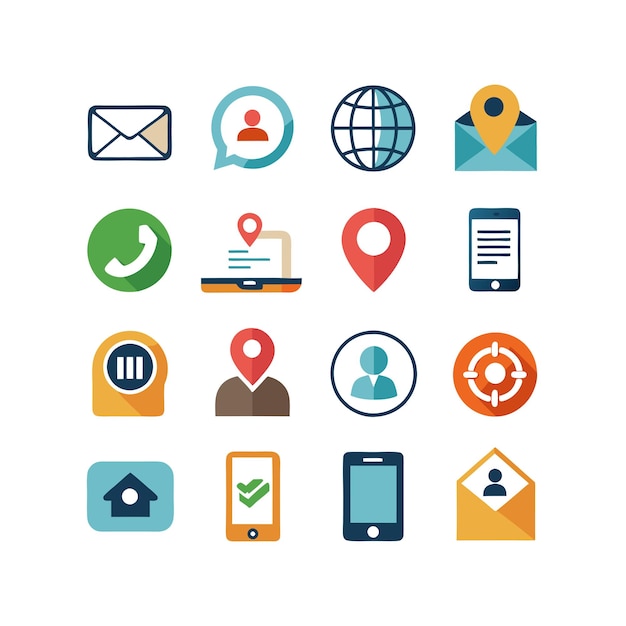 Colección de conjuntos de iconos de contacto para sitios web y aplicaciones móviles