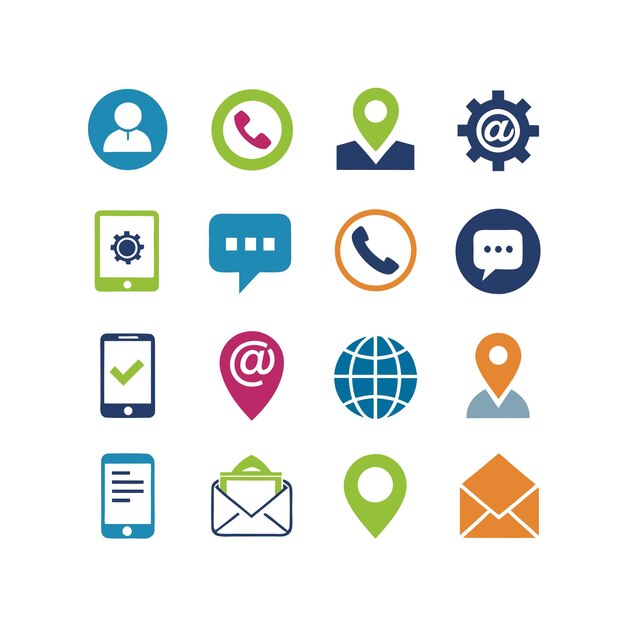 Colección de conjuntos de iconos de contacto para sitios web y aplicaciones móviles