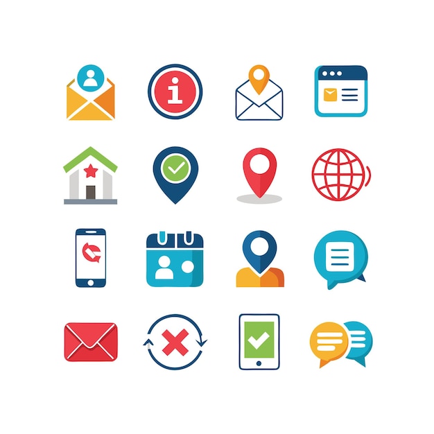 Colección de conjuntos de iconos de contacto para sitios web y aplicaciones móviles