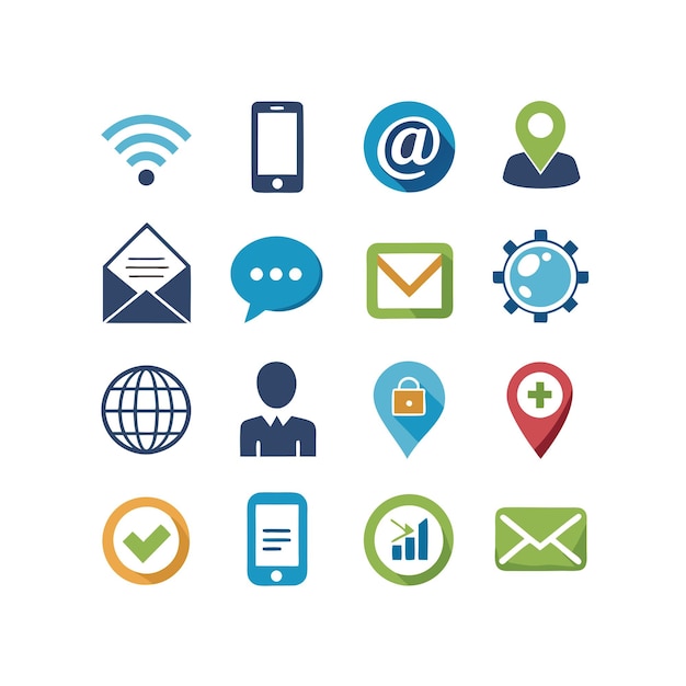 Colección de conjuntos de iconos de contacto para sitios web y aplicaciones móviles