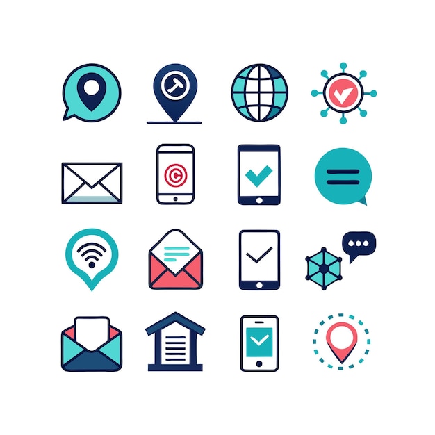Colección de conjuntos de iconos de contacto para sitios web y aplicaciones móviles