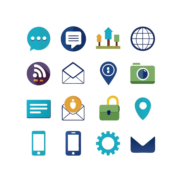 Colección de conjuntos de iconos de contacto para sitios web y aplicaciones móviles
