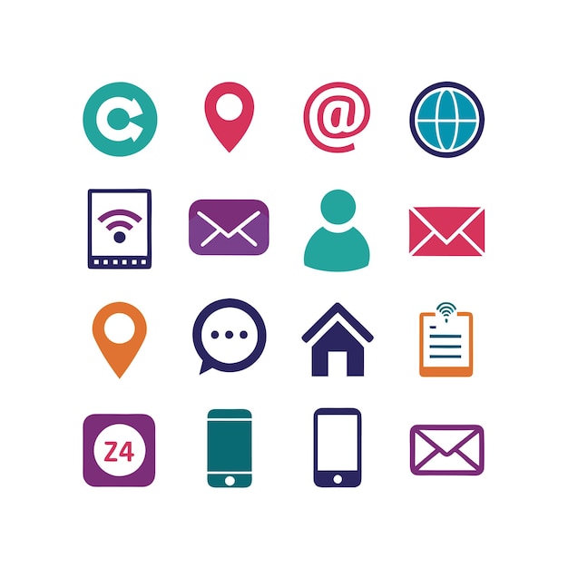 Colección de conjuntos de iconos de contacto para sitios web y aplicaciones móviles