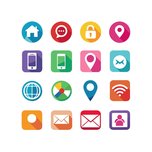 Colección de conjuntos de iconos de contacto para sitios web y aplicaciones móviles
