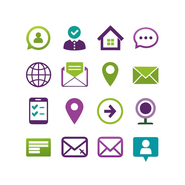Colección de conjuntos de iconos de contacto para sitios web y aplicaciones móviles