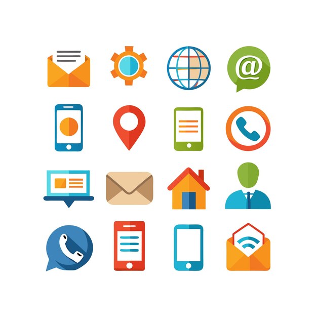 Colección de conjuntos de iconos de contacto para sitios web y aplicaciones móviles