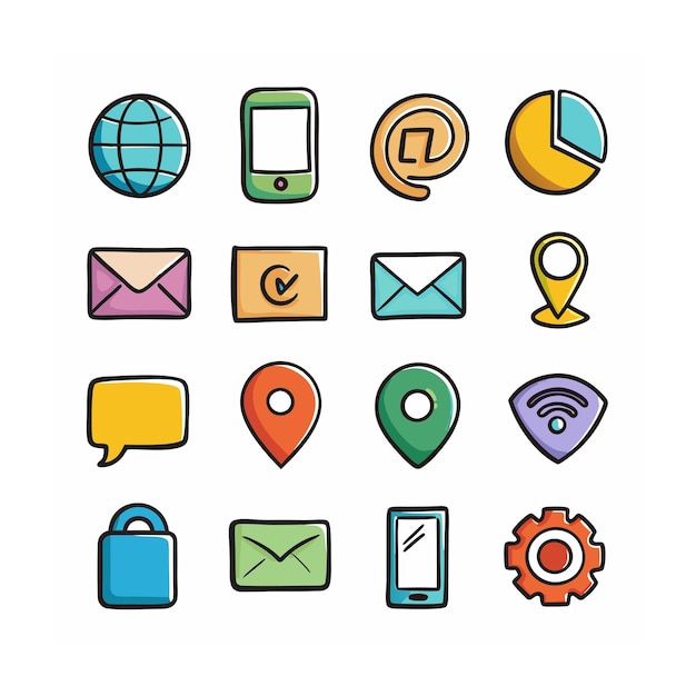 Colección de conjuntos de iconos de contacto para sitios web y aplicaciones móviles