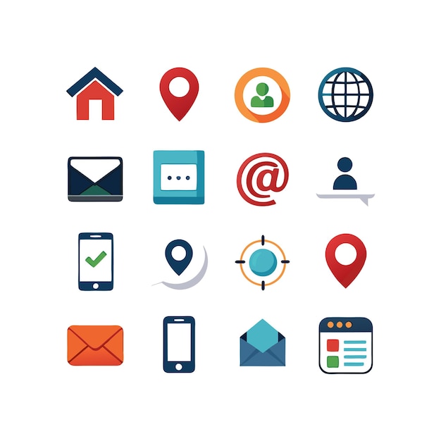 Colección de conjuntos de iconos de contacto para sitios web y aplicaciones móviles