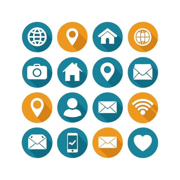 Colección de conjuntos de iconos de contacto para sitios web y aplicaciones móviles