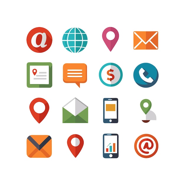 Colección de conjuntos de iconos de contacto para sitios web y aplicaciones móviles