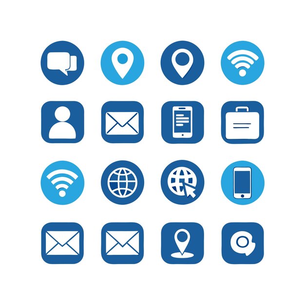 Colección de conjuntos de iconos de contacto para sitios web y aplicaciones móviles