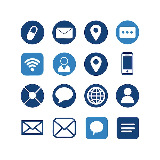 Colección de conjuntos de iconos de contacto para sitios web y aplicaciones móviles