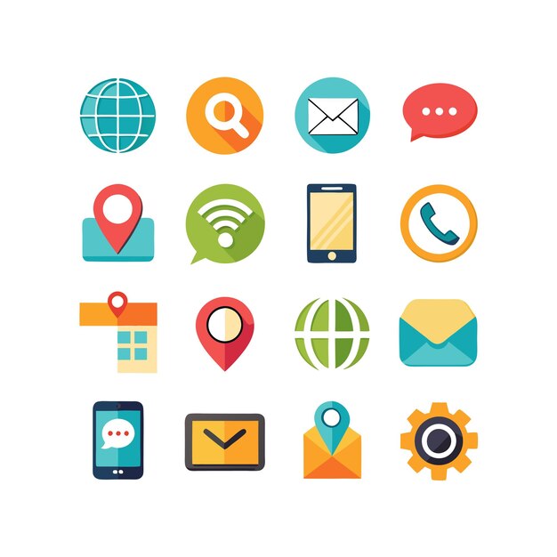 Colección de conjuntos de iconos de contacto para sitios web y aplicaciones móviles