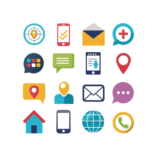 Colección de conjuntos de iconos de contacto para sitios web y aplicaciones móviles