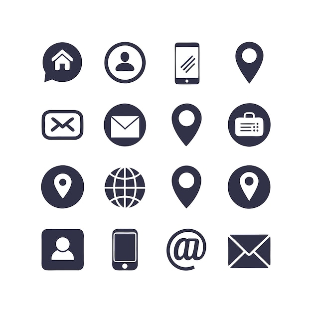 Colección de conjuntos de iconos de contacto para sitios web y aplicaciones móviles