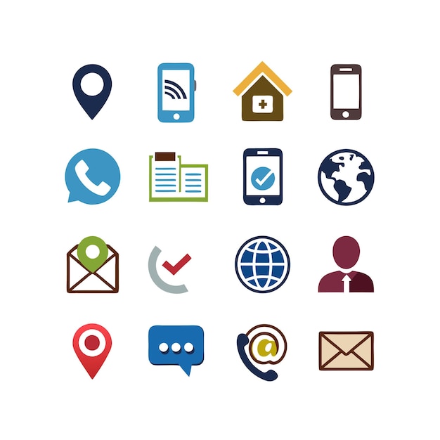 Colección de conjuntos de iconos de contacto para sitios web y aplicaciones móviles