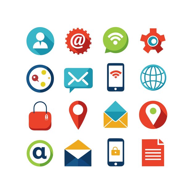 Colección de conjuntos de iconos de contacto para sitios web y aplicaciones móviles