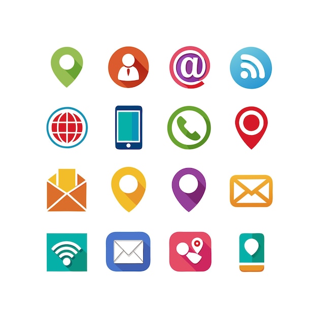 Colección de conjuntos de iconos de contacto para sitios web y aplicaciones móviles