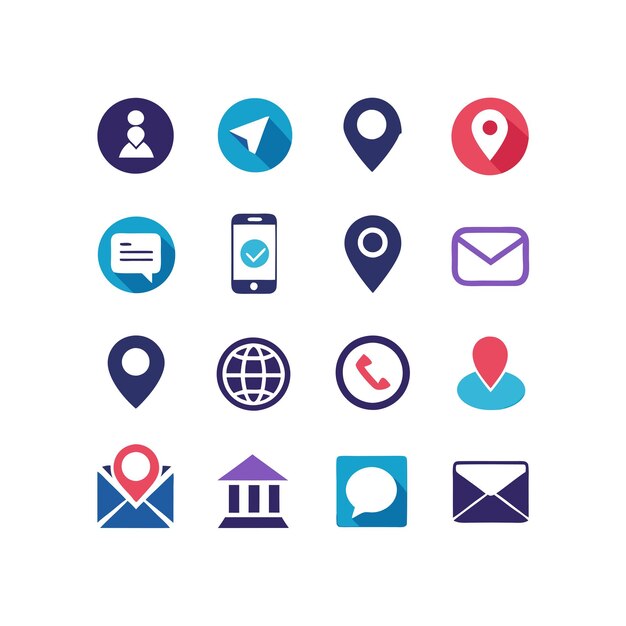 Colección de conjuntos de iconos de contacto para sitios web y aplicaciones móviles