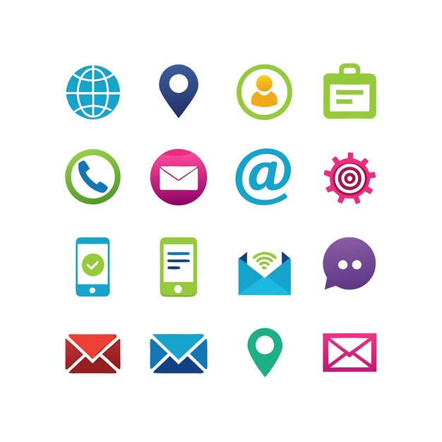 Colección de conjuntos de iconos de contacto para sitios web y aplicaciones móviles
